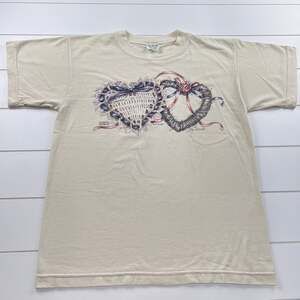 Activewear Vintage Quilted Hearts Gay Talbott Graphic T-Shirt Women’s SZ Medium